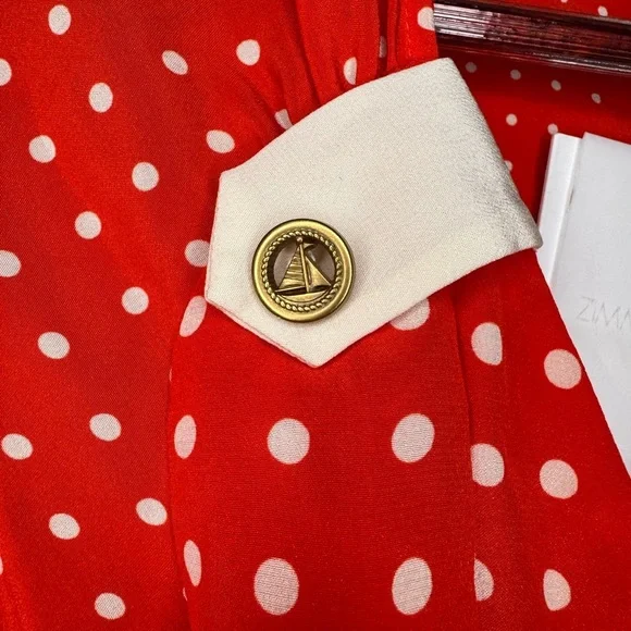 NWT Zimmermann 100% Silk Red Polka Dot Wrap Top | US Size 2P - Picture 8 of 9